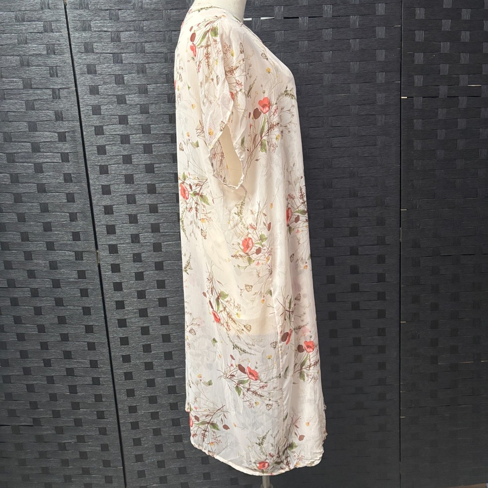 Bobeau Floral Print Kimono Cardigan Lightweight Duster Women' M - Picture 3 of 7